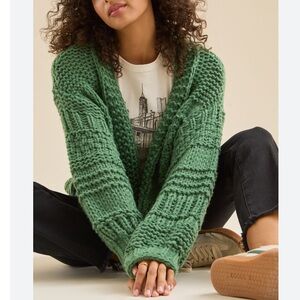Altar'd State Lillie Chunky Green Textured Cardigan